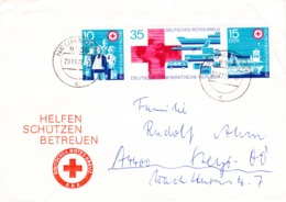 1972, DDR, "Deutsches Rotes Kreuz", Streifenblock (3 Werte), Echt Gelaufen - 1971-1980