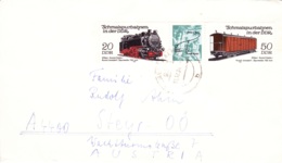 1983, DDR, "Schmalspurbahnen", Streifenblock (2 Werte + Zierfeld), Echt Gelaufen - Privé Briefomslagen - Gebruikt