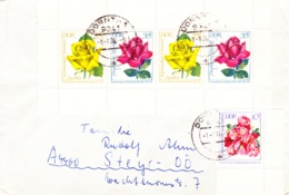 1972, DDR, "Internationale Rosenausstellung" (Kleinformat), Kompletter Satz, Streifen, Echt Gelaufen - Privé Briefomslagen - Gebruikt