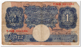 GREAT BRITAIN,ENGLAND,1 POUND,1940-48,P.367c,FINE - 10 Schilling