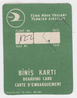 TURKISH AIRLINES,THY, BOARDING PASS 1968 - Billetes