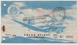 T.C.REPUBLIG OF TURKEY STATE AIRLINES 1955 PASSENGER TICKET - Billetes