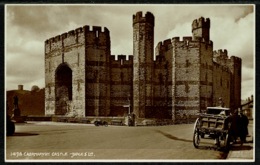 Ref 1285 - Judges Real Photo Postcard - Horse & Cart At Caernavon Castle Wales - Caernarvonshire