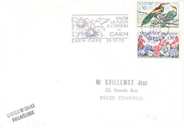 France-Caen-Gare-26/10/1973-Salon La Fleur Et L'oiseau - Afstempelingen & Vlagstempels