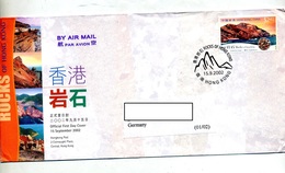 Lettre Cachet Hong Kong Rocher Timbre Relief Illustré - Brieven En Documenten