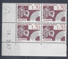 PREOBLITERE N° 194 - BLOC De 4 COIN DATE - NEUF SANS CHARNIERE - 16/2/87 - Precancels