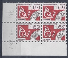 PREOBLITERE N° 195 - BLOC De 4 COIN DATE - NEUF SANS CHARNIERE - 6/2/87 - Precancels