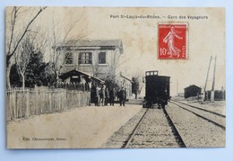 C.P.A. : 13 PORT SAINT-LOUIS DU RHONE : Gare Des Voyageurs, Train, Animé, Timbre - Saint-Louis-du-Rhône