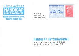 Entier Postal Neuf Lot De 5 Enveloppes Différentes Reponse Handicap International Apprentis Auteuil Arc - PAP: Antwort