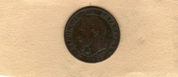 5 Centimes 1862 Lettre A Napoléon III, Tête Laurée En TB - - 5 Centimes
