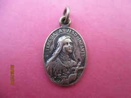 Médaille De Chaînette/ Sainte Thérése De L'enfant Jesus/Mon Dieu Je Vous Aime / Bronze Argenté/ Vers 1920-1950  CAN802 - Religion & Esotérisme