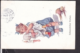 Künstlerpostkarte K.Feiertag " Schmerzlicher Verlust " , Mädchen Mit Puppe  1912 - Feiertag, Karl