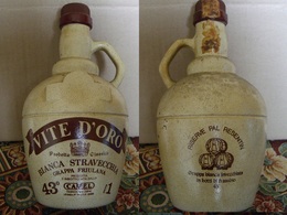 Bottiglia Grappa Stravecchia Vite D'Oro In Ceramica, 1 Litro, Periodo Anni 70 - Spiritus