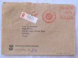 Finland 1968 Registered Cover Helsinki To Canada - Machine Franking - Lettres & Documents