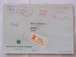 Finland 1964 Registered Cover Helsinki To Canada - Machine Franking - Lettres & Documents