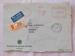 Finland 1961 Registered Cover Helsinki To Canada - Machine Franking (front And Verso Part Separated) - Lettres & Documents