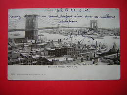 CPA  DOS SIMPLE AMERIQUE ETATS UNIS  BROOKLYN BRIDGE  NEW YORK   VOYAGEE 1907 TIMBRE - Brooklyn
