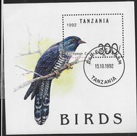 TANZANIA - EUROPEAN CUCKOO 1992 - FOGLIETTO USATO (YVERT BF 181 - MICHEL  BL190) - Coucous, Touracos