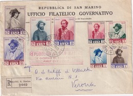 SAN MARINO 1949 LETTRE RECOMMANDEE AVEC CACHET ARRIVEE VERONA - Storia Postale