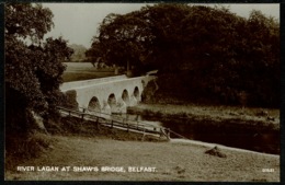 Ref 1289 - Real Photo Postcard - River Lagan At Shaw's Bridge Belfast - Antrim Ireland - Antrim
