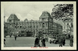 Ref 1290 - Early Postcard - Cars &Trams At Gare De Nord Bruxelles Brussels Belgium - Ferrovie, Stazioni