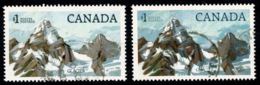 Ref 1290 - Canada 1984 Glacier $1 X 2 Used Stamp SG 884b - Colour Shade Varieny Variety - Oblitérés