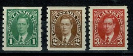 Ref 1290 - Canada 1937 - 3 Coil Stamps Imperf X Perf 8 - SG 368-370 - Mint Stamps Cat £32 - Ungebraucht