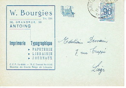 CP Publicitaire ANTOING 1952 - W. BOURGIES - Imprimerie Typographique - Papeterie - Librairie - Antoing