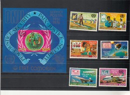 COMORES Yvert 158 à 161 * + PA 110 Et 111 *  + Bloc 3 * Avec Charnière  Adhérences- 2 Scan - ONU - Comores (1975-...)