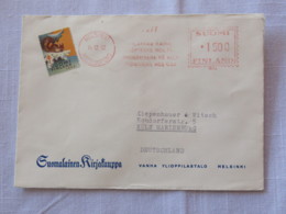 Finland 1962 Cover Helsinki To Germany - Machine Franking - Christmas Tuberculosis Label Squirrel - Covers & Documents