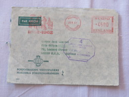 Finland 1962 Front Of Cover Helsinki To London - Machine Franking - Covers & Documents