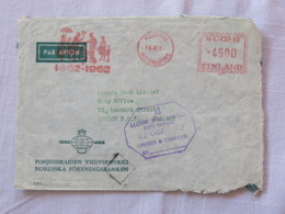 Finland 1962 Cover Helsinki To London - Machine Franking - Lettres & Documents