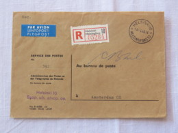 Finland 1966 Registered Official Cover Helsinki To Holland - Lettres & Documents