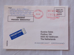 Finland 2001 Cover Helsinki To Holland - Machine Franking - Briefe U. Dokumente