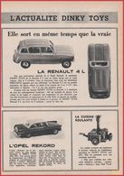 L'actualité Dinky Toys. La Renault 4l, L'Opel Rekord Et La Cuisine Roulante. 1961. - Reclame