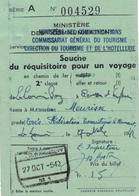 Train. Souche Du Réquisitoire. Ministére Des Transports PTTet De L'INR. En 2ème Classe. 27/10/1942. Aller Et Retour. - Europe