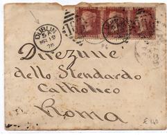 Lettre De Dublin Bande De Trois 1 Penny (19.03.1878) Pour Roma - Briefe U. Dokumente