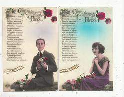 Cp, Les Commandements De La Fiancee & Du Fiancé, écrites 1928 , LOT DE 2 CARTES POSTALES - Altri & Non Classificati