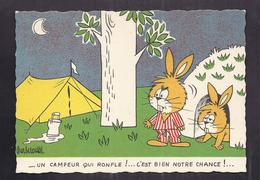 CPSM ILLUSTRATION DESSIN BARBEROUSSE - Un Campeur Qui Ronfle ! ... C'est Bien Notre Chance ! CAMPING TENTE - Barberousse