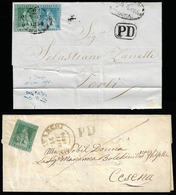 1854/55 - 4 Crazie Verde Su Grigio (6), Un Margine Intaccato, Su Sovracoperta Di Lettera Da Montevar... - Toscane