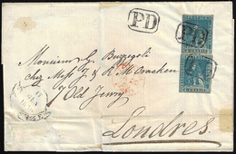 1859 - 6 Crazie Azzurro Vivo, II Emissione (15a), Due Esemplari, Uno Perfetto, L'altro Leggermente I... - Toskana