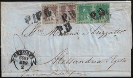 1859 - 9 Crazie Bruno Violaceo Su Grigio, Coppia, 4 Crazie Verde, II Emissione, Coppia (8,14), Difet... - Toskana