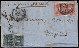 1860 - 40 Cent. Carminio, Coppia Con Parte Dell'interspazio Di Gruppo, 20 Cent. Azzurro, Coppia (21,... - Tuscany