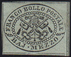 1852 - 1/2 Baj Grigio (1), Un Tempo Chiamato Grigio Ferro, Gomma Originale, Perfetto. Bello! G.Bolaf... - Stato Pontificio
