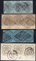 1852 - 1/2 Baj Grigio Azzurro, 4 Baj Bruno Grigio Chiaro, 7 Baj Azzurro, 8 Baj Bianco (1a,5,8,9), Tu... - Stato Pontificio