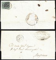 1852 - 1 Baj Verde Grigiastro (2), Perfetto, Al Verso Di Lettera In Porto Assegnato Da Perugia 2/1/1... - Kerkelijke Staten