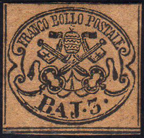 1852 - 3 Baj Camoscio (4c), Gomma Originale, Perfetto E Ben Marginato. A.Diena. Ex Coll. Andreotti.... - Stato Pontificio