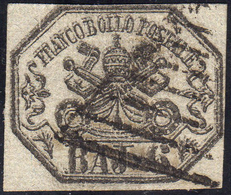 1852 - 6 Baj Grigio, Doppia Stampa (7d), Usato, Ottimo Stato. Molto Raro! Emilio Diena, Cert. A. Ed ... - Papal States