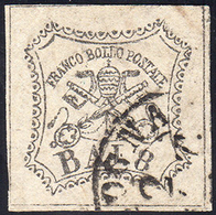 1855 - 8 Baj Bianco, Falso Per Posta Di Bologna, I Tipo (F4), Perfetto, Usato. Bello! A.Diena E Cert... - Kerkelijke Staten