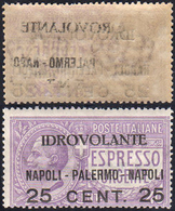 1917 - 25 Cent. Su 40 Cent. Napoli-Palermo, Decalco Della Soprastampa (2b), Gomma Integra, Perfetto.... - Non Classificati